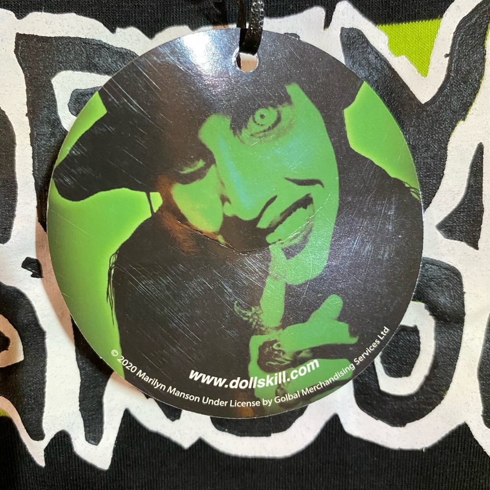 Marilyn Manson Collab Green and Black Sleeveless Crop Tank Top - Picture 5 of 5